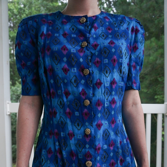 VTG 80s Day Dress - Picture 2 of 5
